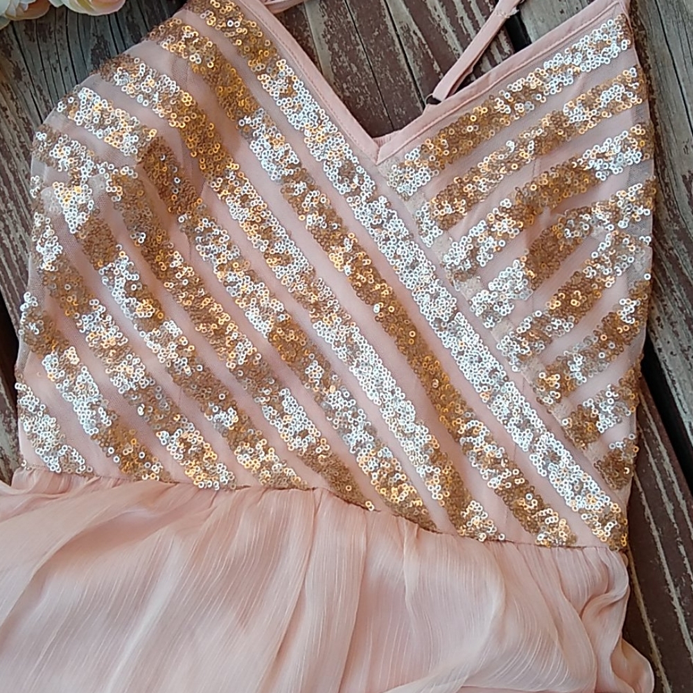 🔥 Price Firm🔥 Hollister Heavenly Sheer Sequin Icy Pink Cami Mini - Picture 9 of 12